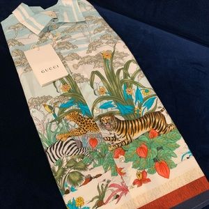 Gucci boys savanna printed short sleeve button down shirt